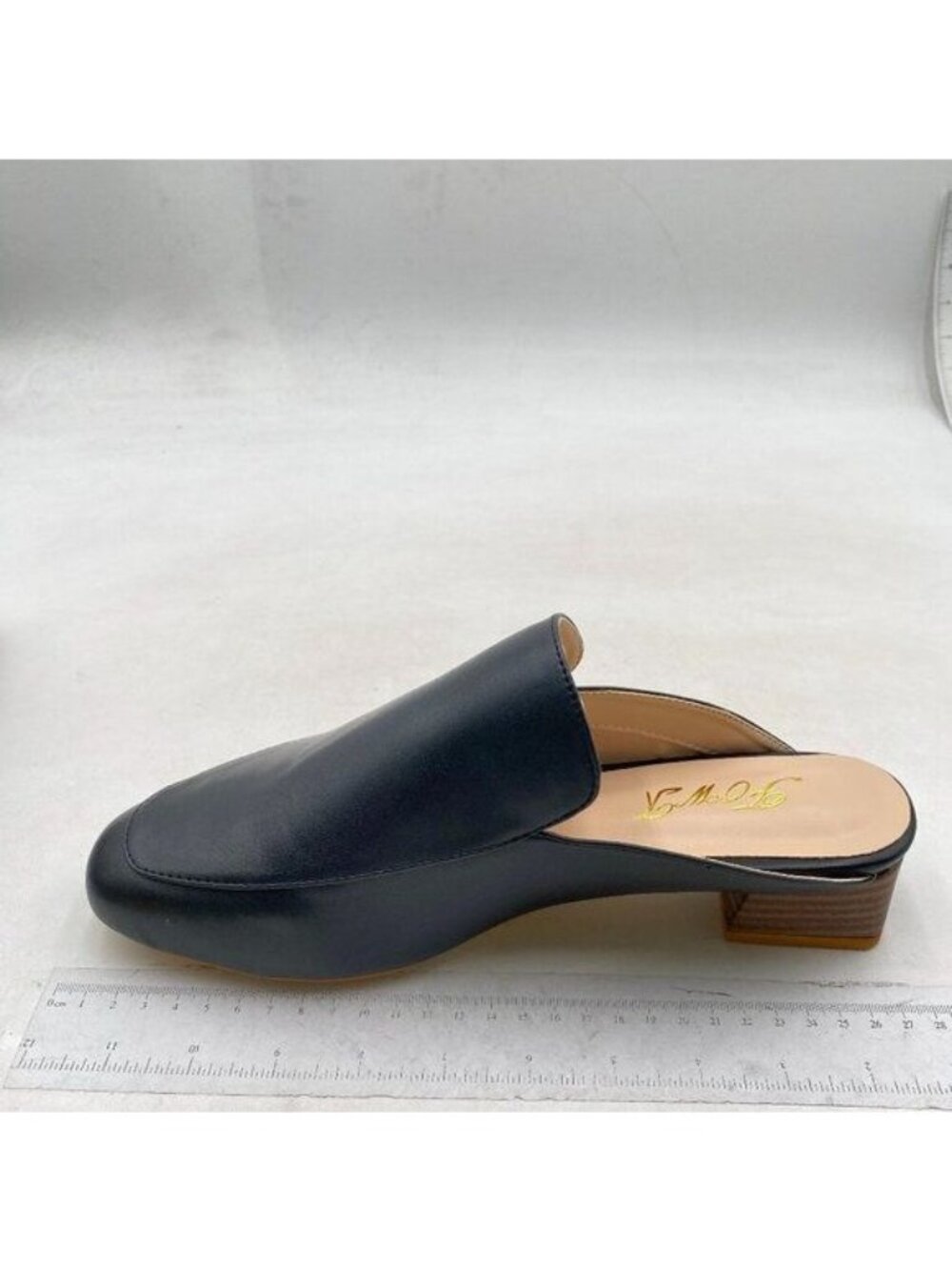 FOWT Black Closed Toe Mules Slip On Retro Loafer Low Chunky Heel Slides Slippers
